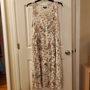 Frye Button Front Midi Dress XL Floral Slvless CottageCore Prairie Garden Boho